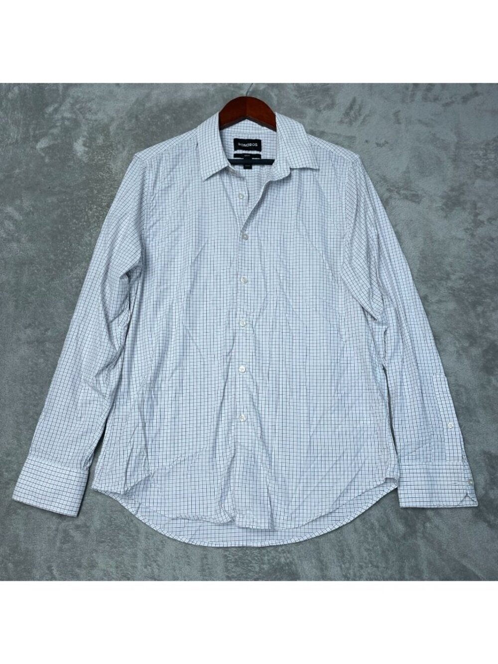 Bonobos Men's L Slim Fit Checkered Long-Sleeve Button-Down Shirt  d1746